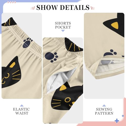 Cat Paw on Beige Boys Pants Boys Athletic Pants Long Pant for Boywith Pockets Wide-Leg Size 6-14Y4
