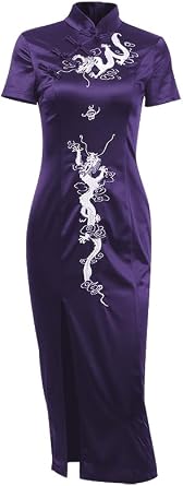 TSMNZMU Cheongsam Dress for Women - Gothic Asian Long Maxi Dress with Dragon Print