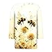 Dressy Tops for Women 2025 Bee Print 3/4 Sleeve Shirts Cotton V Neck Casual Tunic Blouse Loose Fit Fashion Summer Blouses