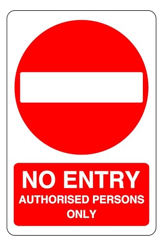 No Entry - safety sign - High tack self-adhesive sticker (600mm x 400mm) Viewing Distance within 20m.