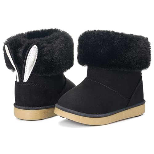 KVbabby Botas de Nieve Niña Invierno Botines Cómodos Calzado Bebe Boots Zapatos de Nieve Forradas Calientes Antideslizante EU24 =etiqueta: 25 Negro B