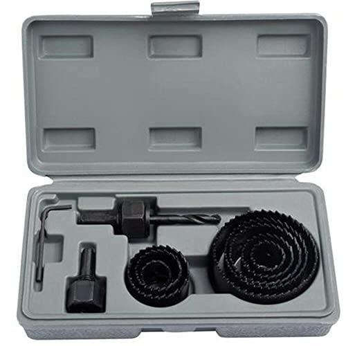 Jogo serra copo com 11 peças kit estojo madeira e gesso maleta profissional