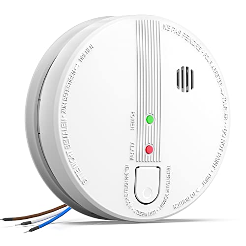 Smoke Detector, Hardwired Interconnected Smoke Detectors, Smoke Alarm with Replaceable 9V Battery, Interconnects Up to 12 Fire Alarms Smoke Detectors, Photoelectric Fire Alarm with Test/Silence Button Smoke Detector, Hardwired Interconnected Smoke Detectors, Smoke Alarm with Replaceable 9V Battery, Interconnects Up to 12 Fire Alarms Smoke Detectors, Photoelectric Fire Alarm with Test/Silence Button