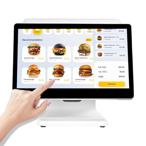 PRECISTECH Caja Registradora Tpv Táctil Doble Pantalla para Pequeño Negocio Restaurante Bar Café Supermercado Comercio Punto De Venta Moderno Windows 10