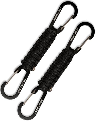 Paracord Keychain Carabiner Clip, Braided Lanyard Key Chain, Stroller Clip Hooks for Water Bottle Backpack Men Women