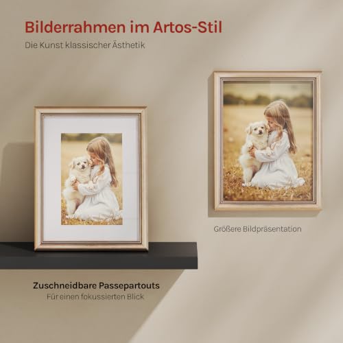 WOLTU Bilderrahmen 20x25, 10er set, Massivholz Fotorahmen mit Passepartout – Ansicht 7