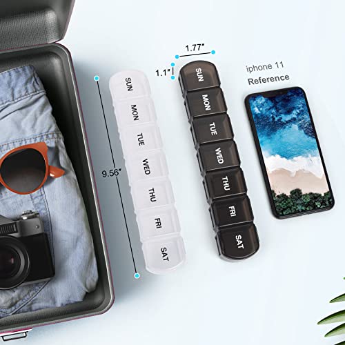 Lembol Large Weekly Pill Organizer 2 Pack,Daily Vitamin Case Box 7 Day With Xl Compartment,Travel Friendly Medicine Organizer For Cod Liver Oil Supplements #TOP5