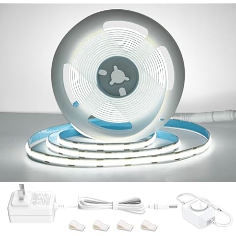 wobsion Vanity Lighting, 4m/13ft Dimmable Cob Led Strip Light,1280 LEDs Ultra Bright White Under Cabinet Light,Flexible Led Light for Makeup Vanity Table,Bathroom Mirror,Dresser Mirror,Shelves,12V Cover