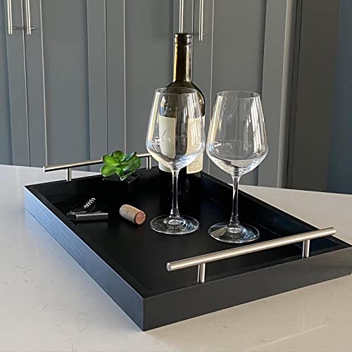 Decorative Coffee Table Tray - bar Tray - Serving Tray with Metal Handles - Breakfast in Bed Tray - tv Remote Tray -16.53 x 12.2 x 3.3 - Ottoman Tray - Decorative Tray - no Assembly Required