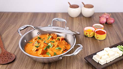 Vinod-Platinum-Triply-Stainless-Steel-Kadai-with-Stainless-Steel-Lid-25-litres-Capacity-24-cm-Diameter-24-cm-Stainless-Steel-Kadhai-with-Lid-Silver-Induction-and-Gas-Stove-Friendly