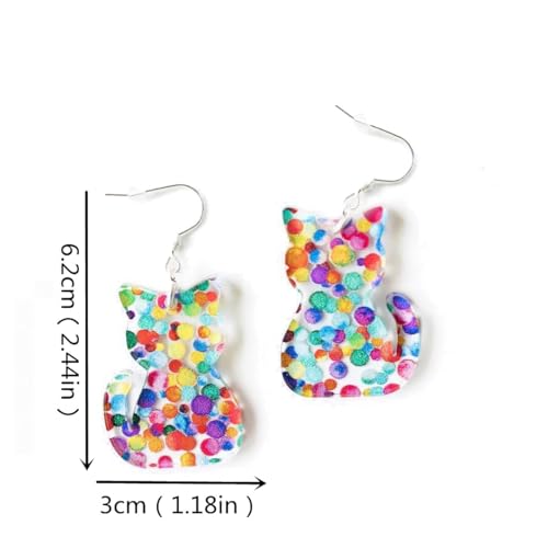 Cat Dog Book Earrings Acrylic Lightweight Bookshelf Animal Rabbit Butterfly Dangle Earrings for Book Lover Bookish Reader Librarian Teacher Gifts2