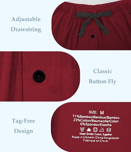 Image of CF Mens Pajama Shorts Bamboo Rayon & Cotton Sleep Shorts Lightweight Pants | Mens sleep shorts,Lightweight lounge pants,Bamboo rayon & cotton pajama shorts men,Soft pj bottoms with pockets 2 or 3 Pack