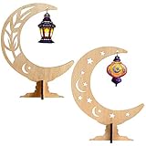 Elementos del festival: los adornos de Ramadán Eid Mubarak están diseñados con imágenes de luna, estrellas y hojas ahuecadas, y se cuelgan con un colgante de linterna pintado, integran bien los elementos del festival Eid desde el diseño de estilo, creando un ambiente festivo cálido y relajante