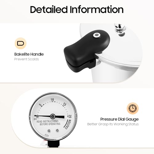 Pentola a pressione, 22 l, pressure Cooker in alluminio, 90 kPa, pentola a pressione a vapore, pentola con manometro digitale, per campeggio, appartamento, camper e backpacking - immagine 6