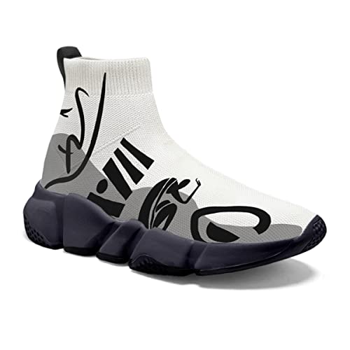 Men's Fashion Graffiti Shoes - Plus Size Tennis Trainers Abstract Art Sock Sneakers for Women