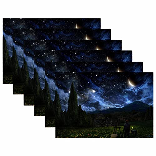 Sets de table ciel étoilé lot de 6 pour protéger les tables fragiles de la chaleur