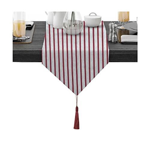 Chemin de table petit rectangle coton rouge 30x320cm motif rayé décoration table