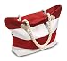 Beach Bag With Inner Zipper Pocket (Medium, Red and White)