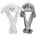 Zuzer 2PCS Peluche Oreille Animal Chapeau Cute Chapeau de Lapin Bonnet Oreille Lapin Chapeau Animal Hat Oreilles de Lapin Chapeau Animal pour Enfant Adulte Cap