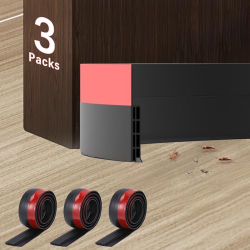 Fentar Burlete Puerta Entrada, 3 Pisos Burletes para Puertas, Tipo Autoadhesivo Burlete Bajo Puerta, Corte Flexible Bajo Puertas para el Frio entrada，Burlete Silicona para Insonorizar Viento（Negro）