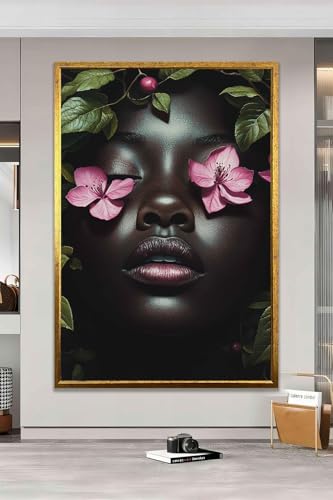 Impression sur toile d'une femme noire avec cadre intérieur chic - 3