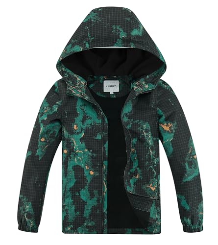 Image of Boys Girls Rain Jackets Waterproof Hooded Fleece Raincoats Lightweight Windbreakers for Kids
