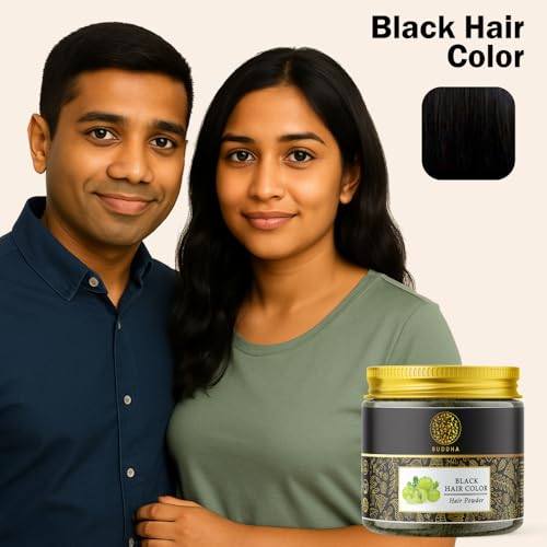 Image of Buddha Natural Black Hair Color Powder (50 Gram) - Get Instant Black Hair, Greys Coverage & Natural Shine | Ammonia-Free, Plant-Based Hair Color Powder