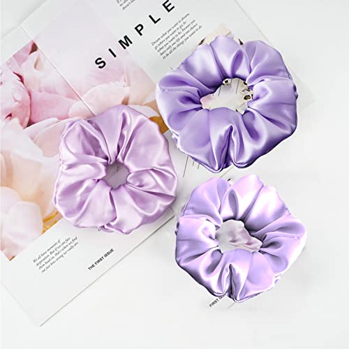 Jaciya 12 Pack Elastics Band Hair Scrunchies Purple Satin Scrunchy Elastic Hair Bobbles Scrunchies Hair Ties Ponytail Holder Hair Accessories For Women Girls #TOP1