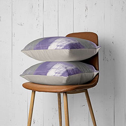 Taysta Set Of 2 Linen Throw Pillow Covers Case Abstract Modern Art Style Contemporary Painting Purple Grey Decor Cushions Home Decorative Cushion Cover 18X18 Inches Pillow Cases Sofa Bed Pillowcases #TOP3