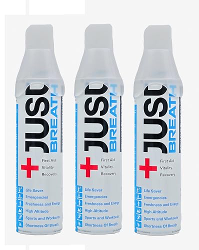 Image of Just Breath Liquid Oxygen Drops /Portable Oxygen Can /Respiratory Support for Health, Recovery, Sports, Outdoor Performance & Altitude /Fresh Pure Natural Canned Oxygen (Pack Of 3)