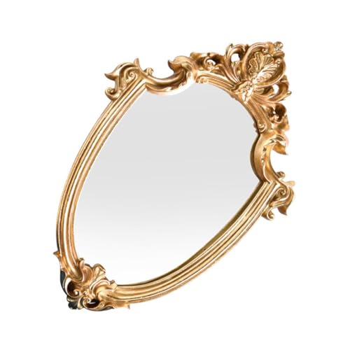 Miroir mural vintage or en résine cadre baroque robuste