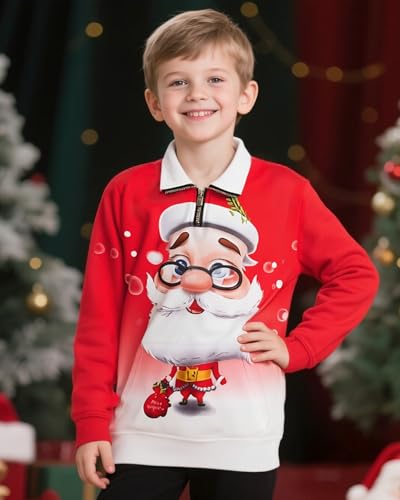 Christmas Boys Ugly Sweatshirts Kids Xmas Funny Stanta Pullover For Holidays Clothes Gifts Size 7-14T3