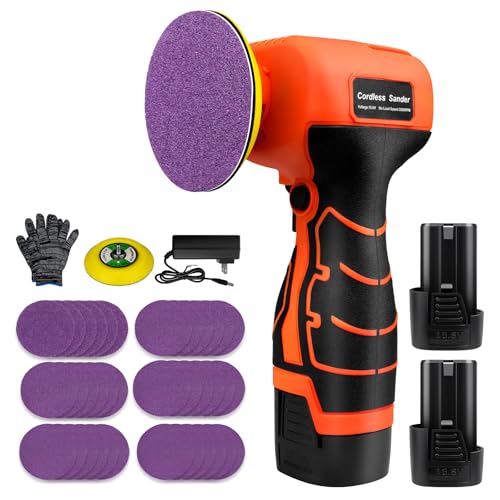 16.8V Cordless Electric Sander with 36PCS Sandpapers, 3500 RPM, 2Pcs 3.0Ah Batteries, Lightweight & Compact Design for Wood, Metal, Paint Removal, and DIY Projects