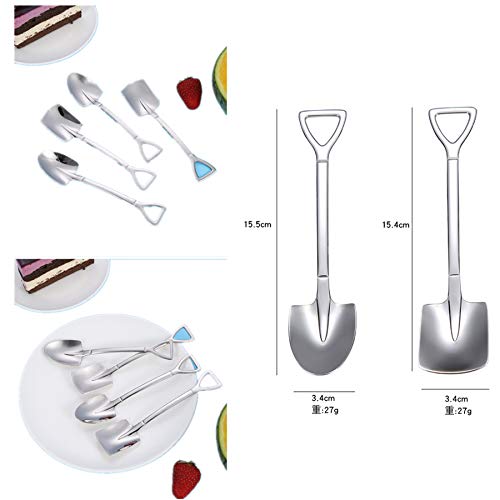 8PCS Dessert Spoons Set Stainless Steel Flat Shovel Shape Dinner Teaspoon for Dessert Coffee Tea Ice Cream Fruit Cake Baby Food for Home Kitchen or Restaurant