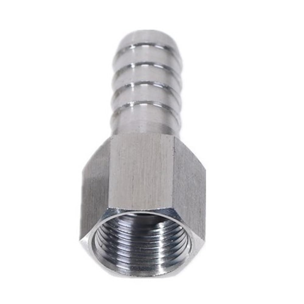 304 Stainless Steel Barbed Fitting, 304 SS Barbed Fitting Female Thread to Barb Hose Reducer Coupling Multiple Sizes(6MM*3/8INCH)