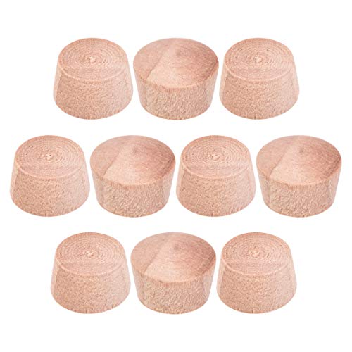 Image of uxcell Wood Button Top Plugs 15 /32 Inch Wood Color Hardwood Furniture Plugs 9 /25 Inch Height 50 Pcs