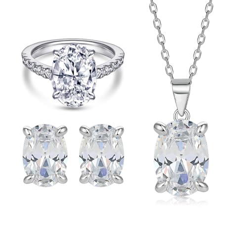 Collier et boucles d'oreilles moissanite en or 14K Gemlux parure luxe