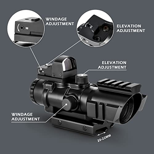 Aomekie Riflescope 4X32 and Red Dot Holographic Riflescope Combo Set including Adjustable Brightness, Black, size_name_copy_2/3 - Image 4