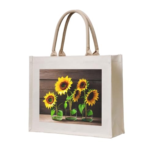 Sac cadeau sac de voyage imprimé tournesols aux finitions soignées en toile