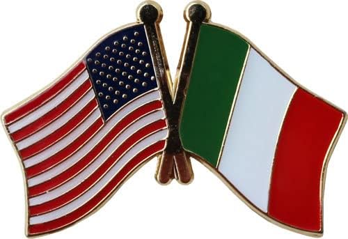 USA and Italy Flag Die-struck Metal Friendship Lapel Pin with Butterfly Clasp Closure - Image 2