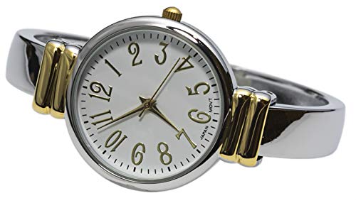 2Tone Metal Band Slim Case Women's Bangle Cuff Watch by FTW - Used condition - Image 5