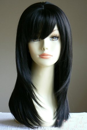 Artifice Oblique Bang 18" Stylish Straight Wig Hair Extension Brown with Blonde + Wig Cap