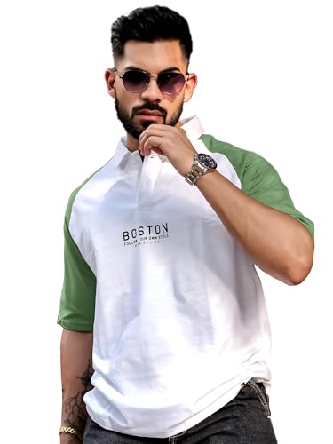 Image of Maniac || Mens || Printed ||Raglan Polo Neck || 3 /4th Sleeve || Cotton ||Oversized ||Polo T-Shirt