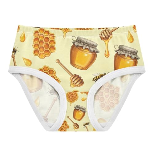 Girls Briefs, Orange Bees Toddler Panties, Girls Underwear Cotton, 2T–8 Years
