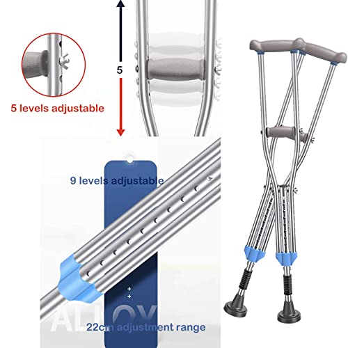 Stampella per avambraccio in alluminio per adulti (2 unità), impugnatura comoda, per camminare per lesioni o supporto chirurgico, stampella per gomito ergonomica regolabile in altezza con perline ri