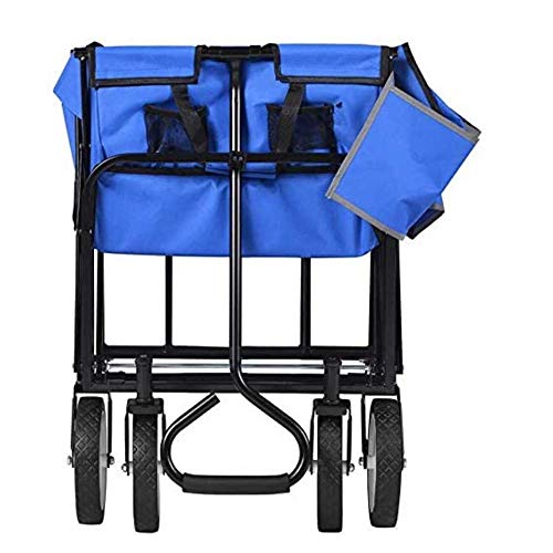 Carrito Plegable de Jardín, Carro de Camping, Carretilla de Compras Plegable con Bolsa Lateral y Bolsa de Almacenamiento, Azul miniatura 7