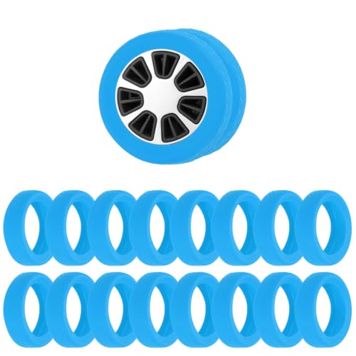 Image of 16 Pack Luggage Wheel Protection Cover, Wear Resistant Anti Noise Silicone Protector Cover for 2-3 inch Spinner Wheel for Suitcase Chairs Caster Travel, Blue
