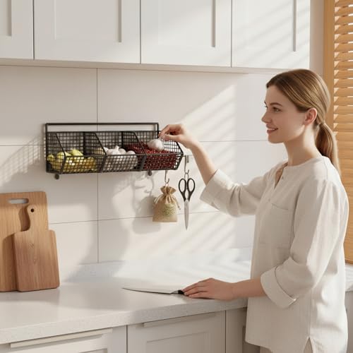 Cesta de frutas para colgar de hierro resistente al óxido negro mate duradero 5