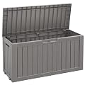 Fancyango 75 Gallon Outdoor Deck Box Waterproof, Large Storage Box for Patio, Resin Storage Bench Lockable for Garden Tools, Package Delivery, Grey