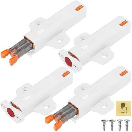 Jiayi Lot de 4 loquets de porte à pousser très résistants - Blanc - Pour fermeture de placard - Loquet à ressort